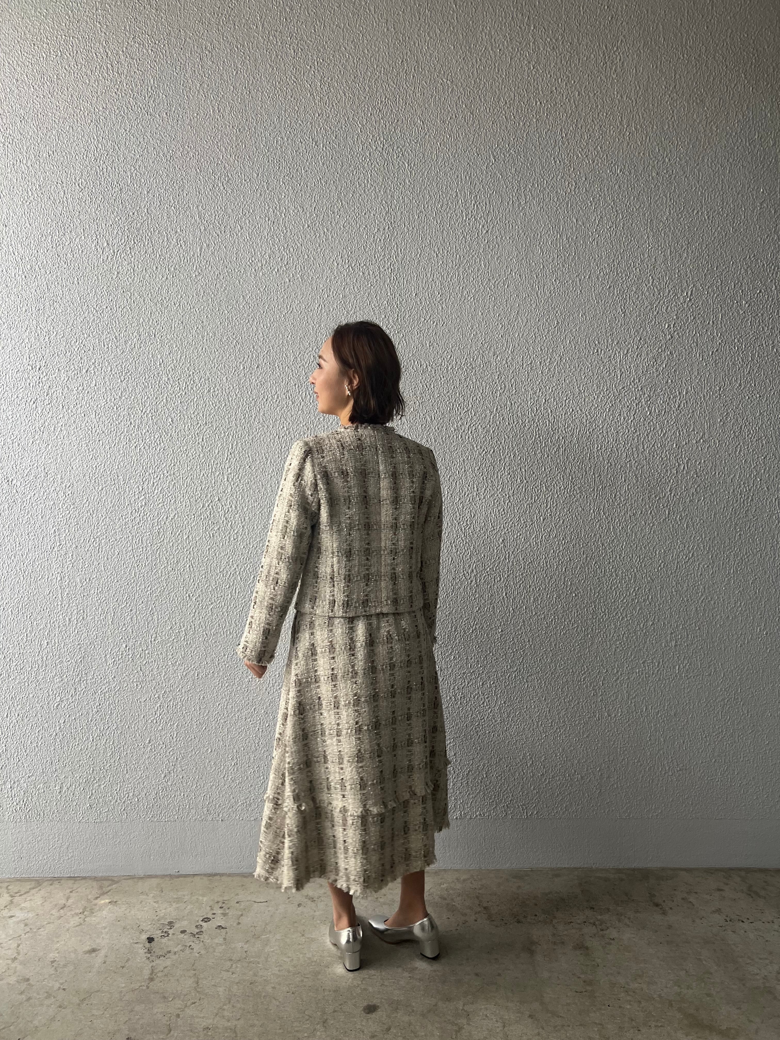 【anana】セットアップ可 ラメツイードミモレ丈スカート a89-045