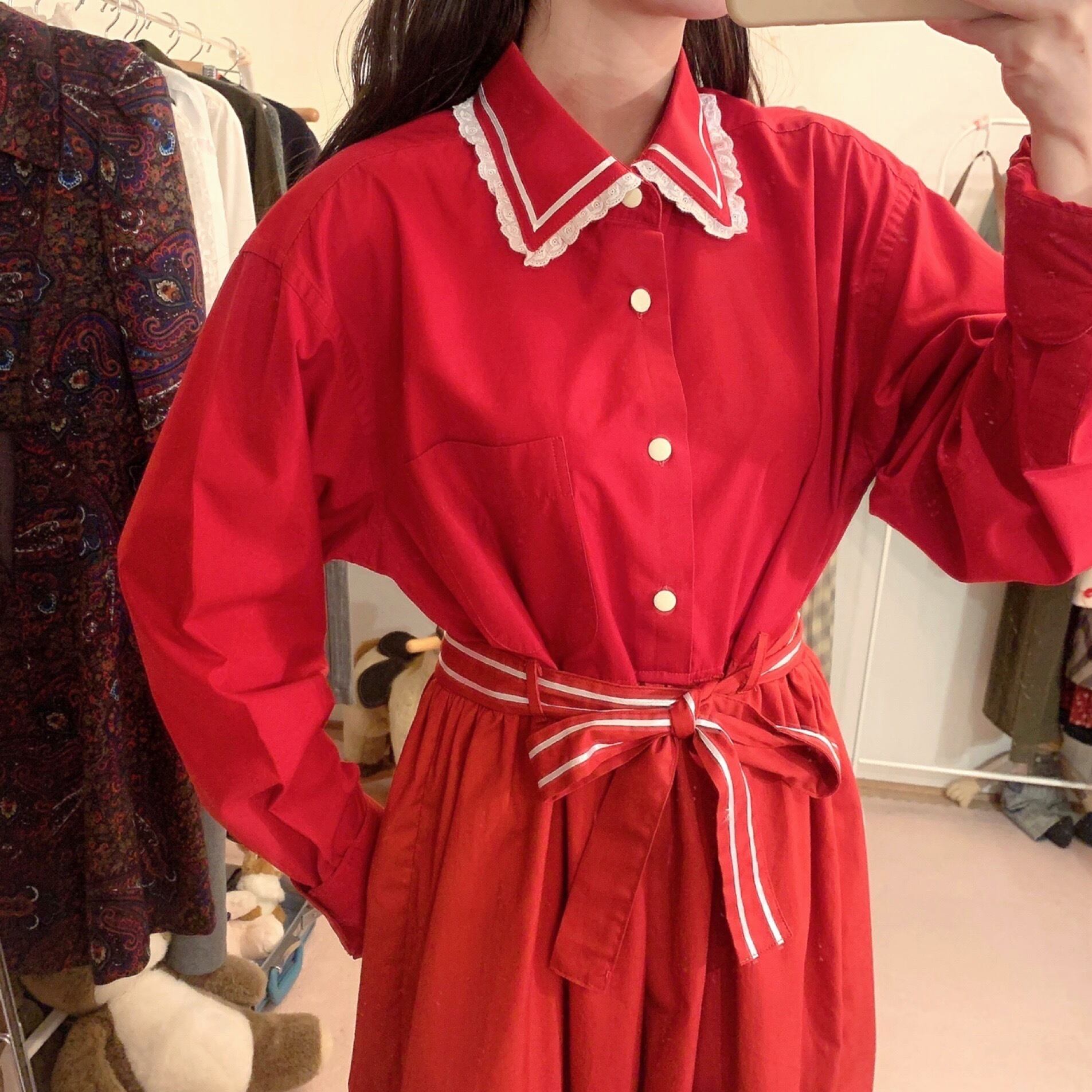 remake : strawberry line shirt one-piece