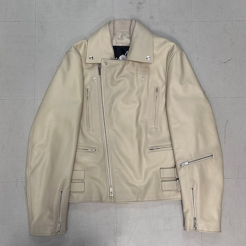 JIL SANDER ジルサンダー 22AW Santa Maria Novella Jacket レザージャケット JSMR654270MRL0000102 ホワイト系(画像参照） size46【中目黒A07】