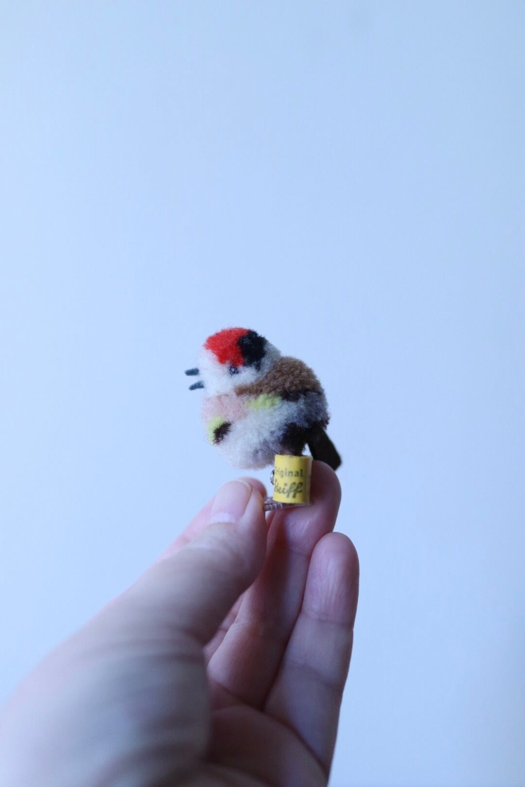 ヴィンテージ シュタイフ ポンポン バード 4㎝(ピンク) Steiff Woolen Bird