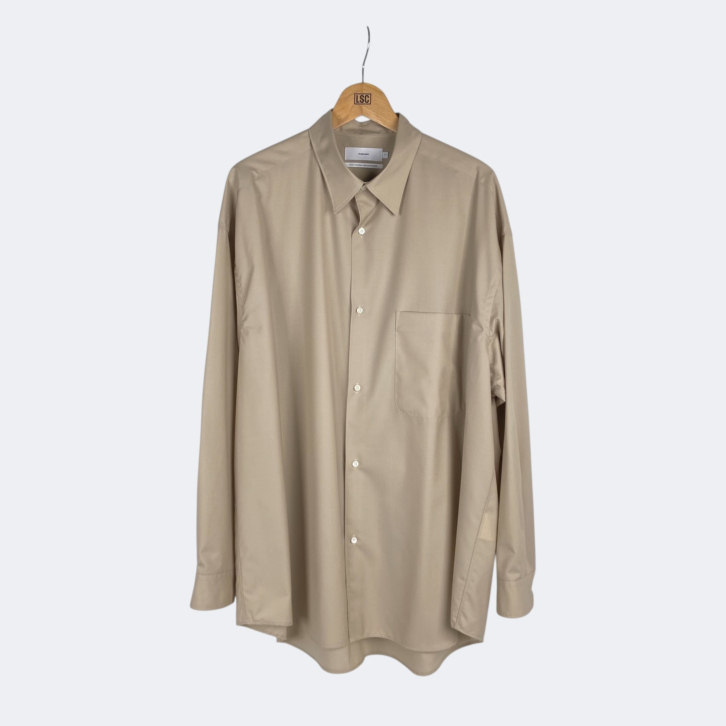 Graphpaper Fine Wool Tropical Oversized Regular Collar Shirt GM223