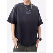 ウォッシュ加工ドロップショルダーTシャツ A4268