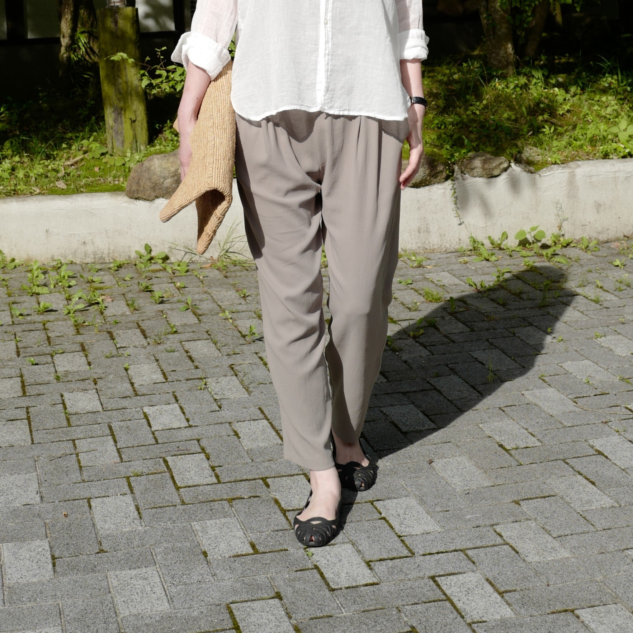 パンツ evam eva cotton tuck pants evam eva ｜cotton tuck pants (gray, black) | robin ASO