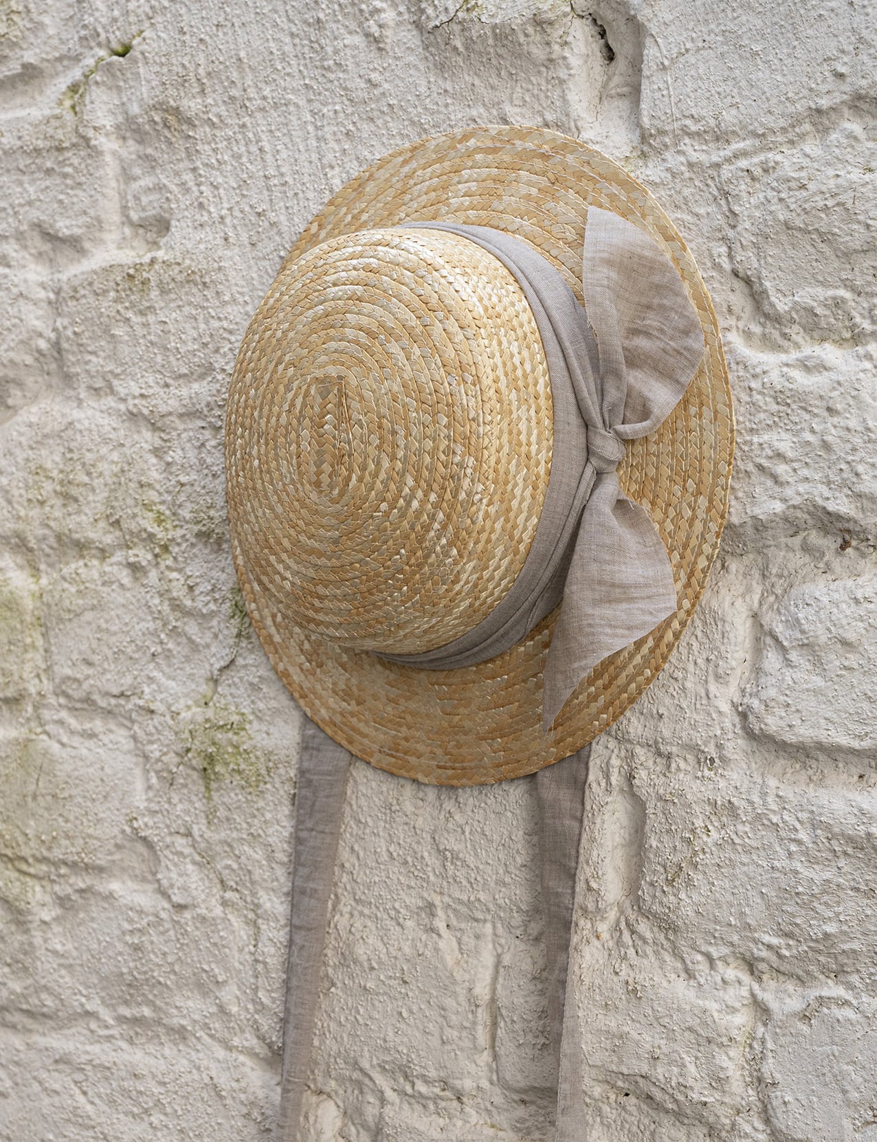 FROU FROU リボン付きベージュ麦わら帽子 Mサイズ XS ラスト1点】FROU FROU / THE CLASSIC HAT - plain latte | monchou