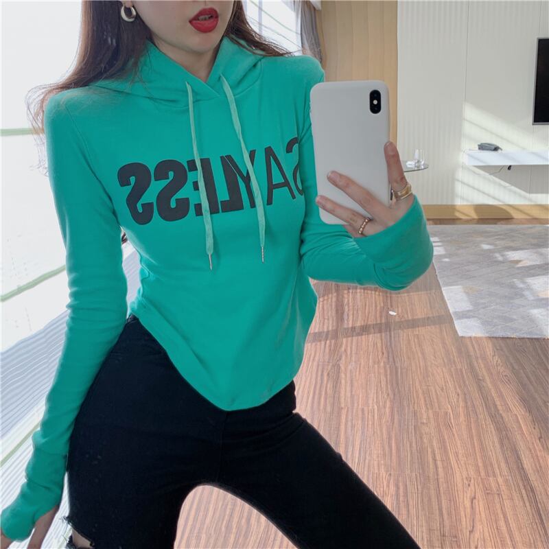 スウェット レディーススリムフードプルオーバー トップス スタイル オータム 秋物 ウィンター 冬物 ブラックストロベリース51055176653