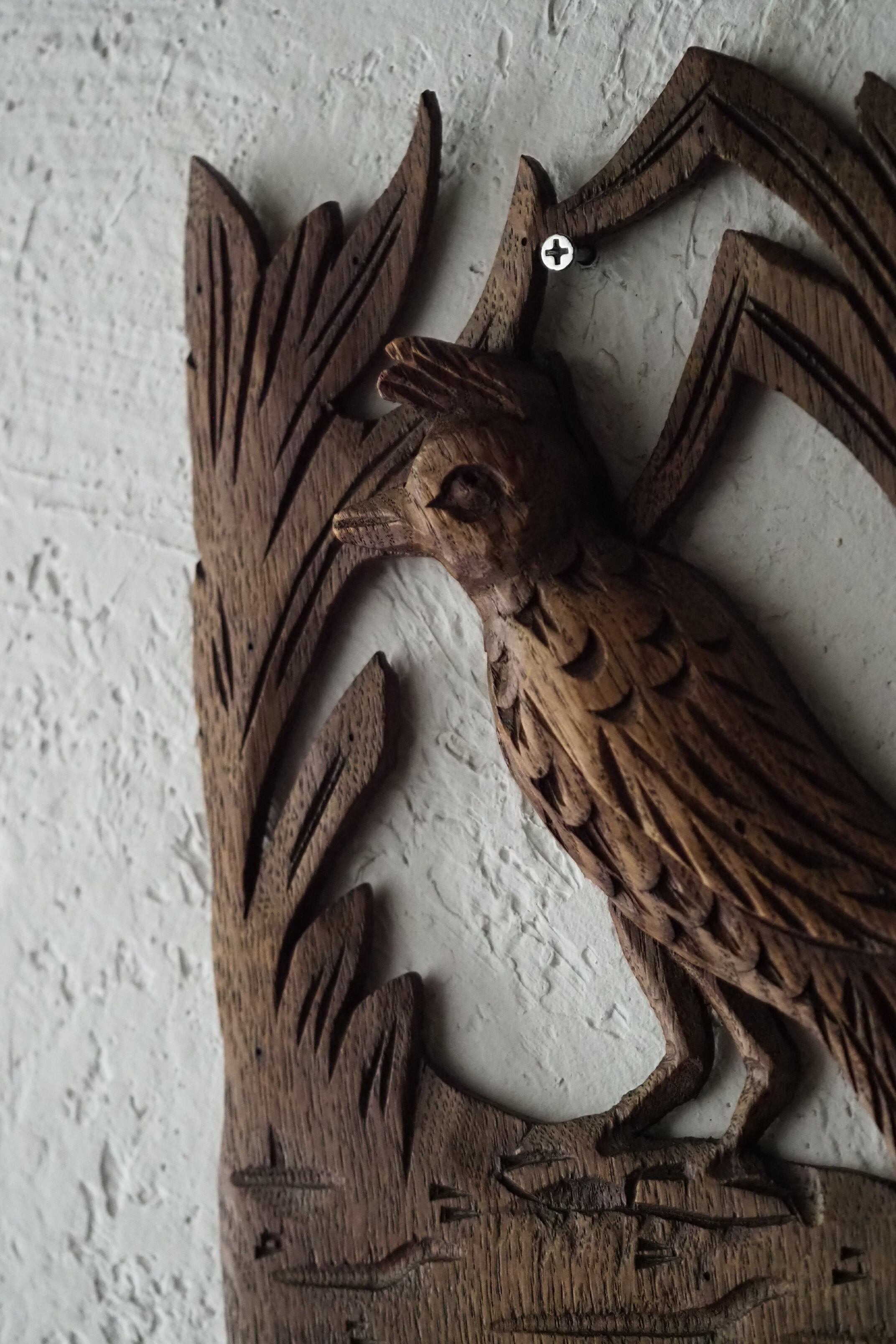 鳥の壁掛けオブジェ-antique bird wood caving objet | アンティーク