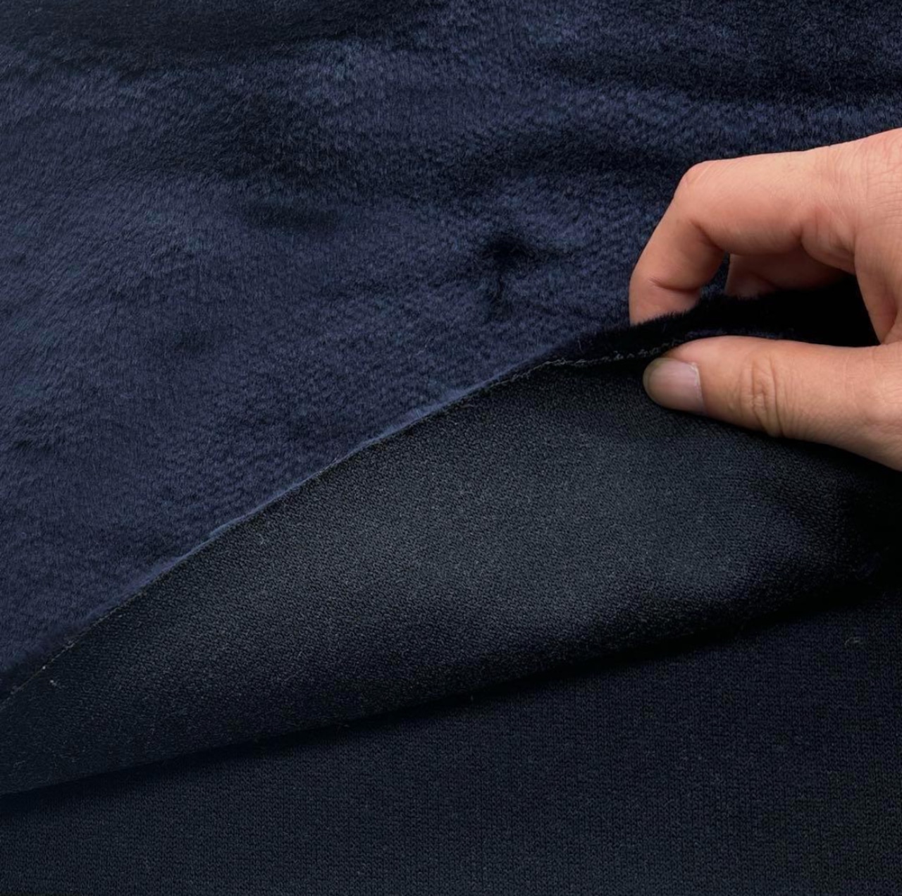 ★NF052◆1m◆アクリル混エコファーニット生地◆ネイビー