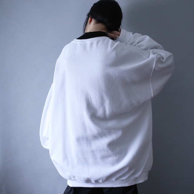 "小鳥" good printed XXXL super over silhouette white sweatshirt