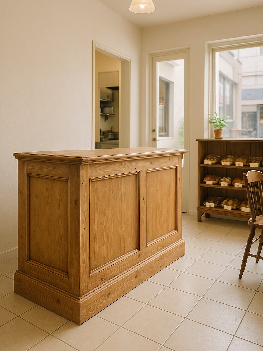 オーダーメイド古材オールドパインカウンター146 (美容室向けウッドカウンター)W1300