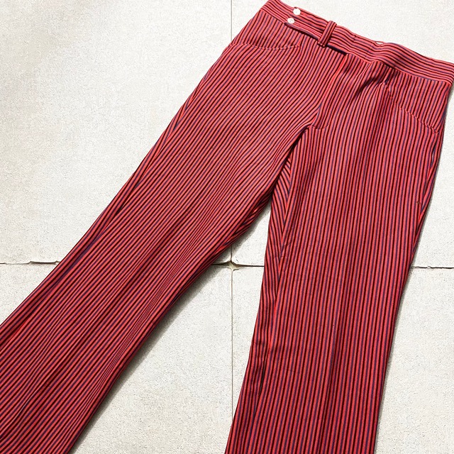 vintage 1970’s stripe pattern red jacquard pants