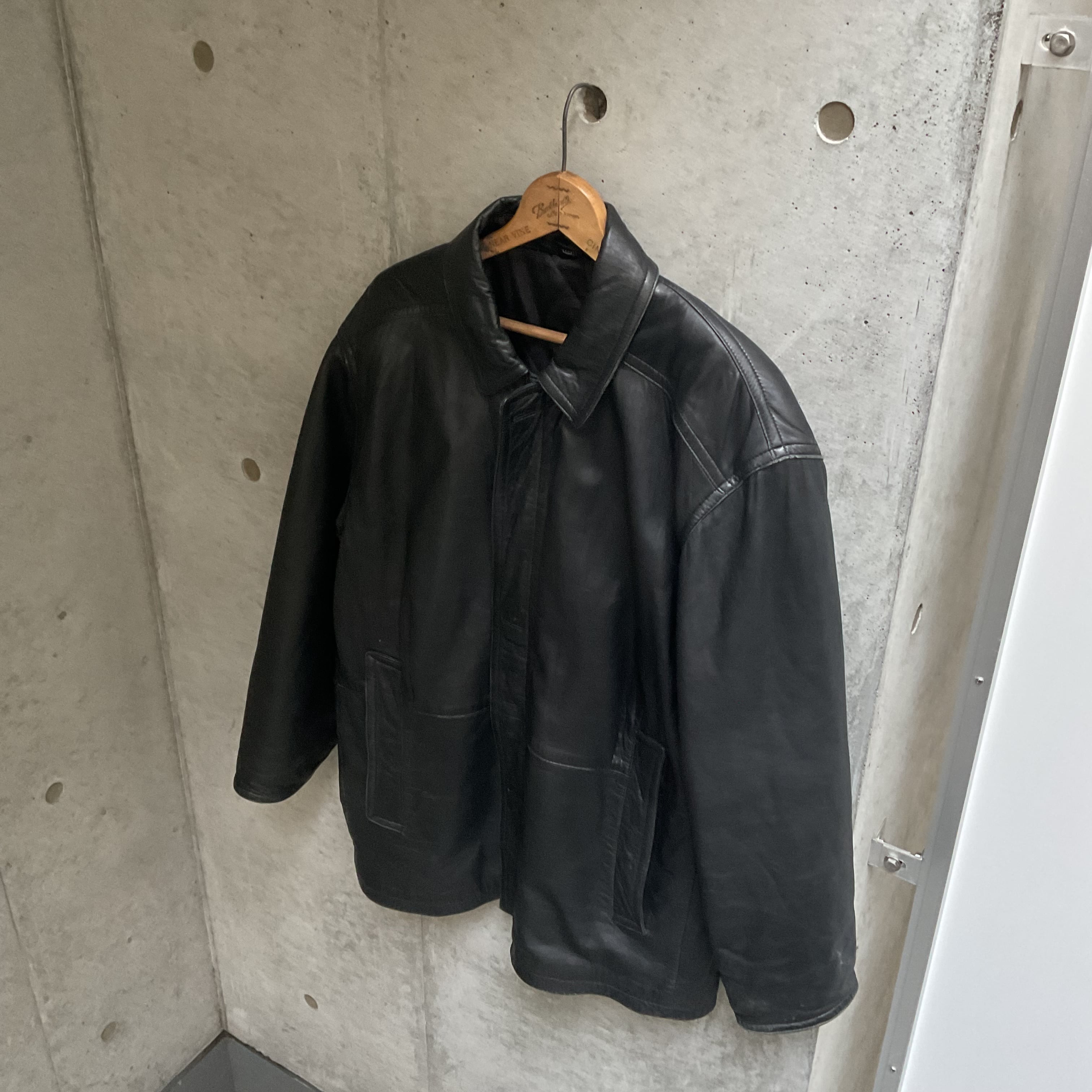 ECHTES LEDER Basic Black Leather Jacket | 古着屋 FRONT