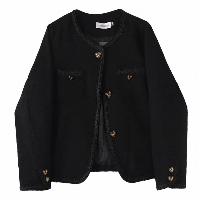 ゴールドハートボタンノーカラージャケット　N00481