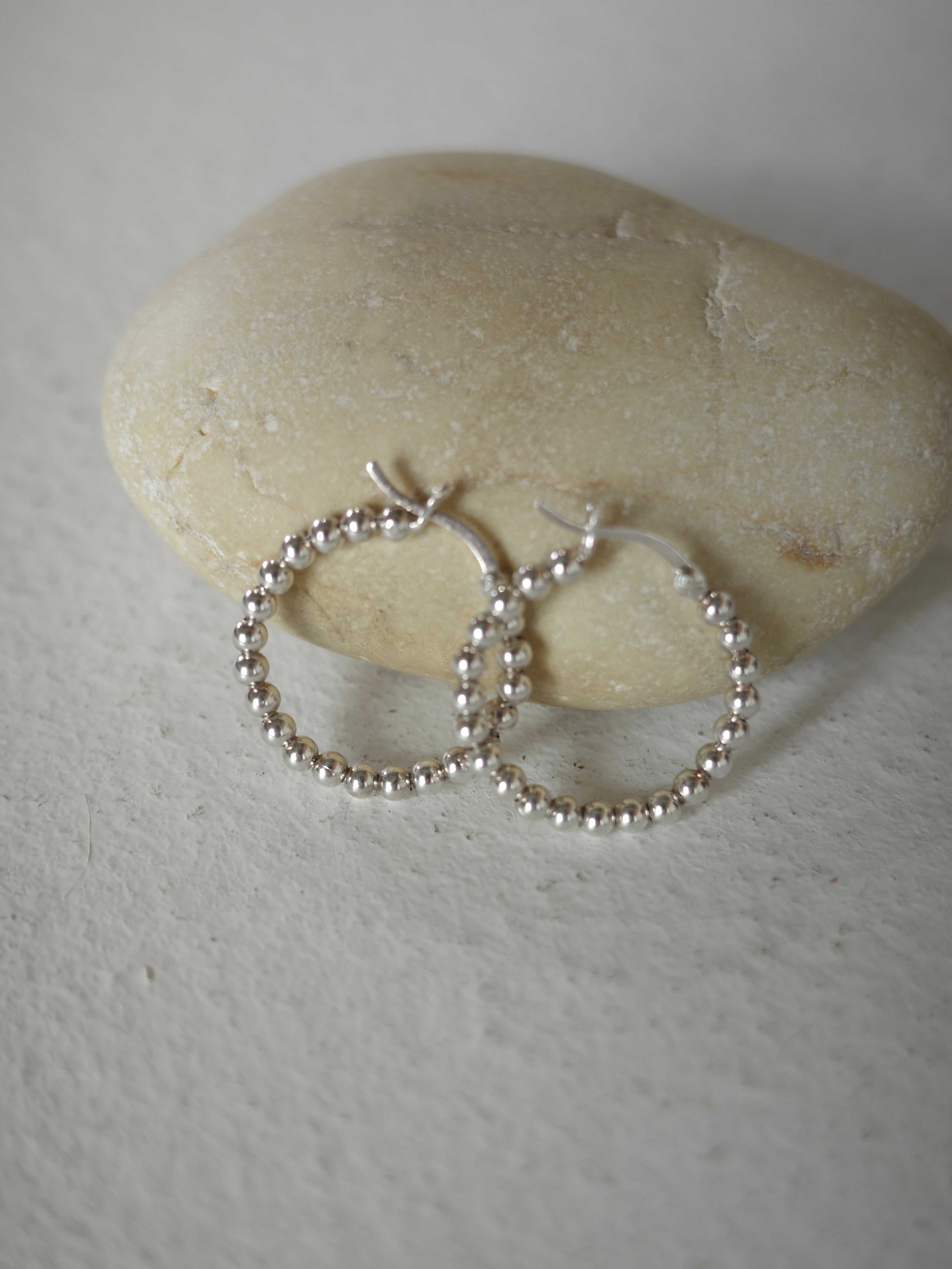 <vintage silver925>ball beads hoop pierce