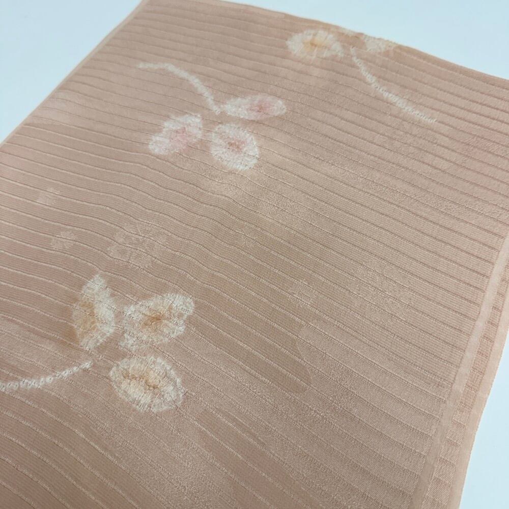 夏帯揚げ 新品 夏用 帯揚 ベージュ 小紋 紬 訪問着 普段着用 礼装用 正絹 絹100% 和装小物 5727