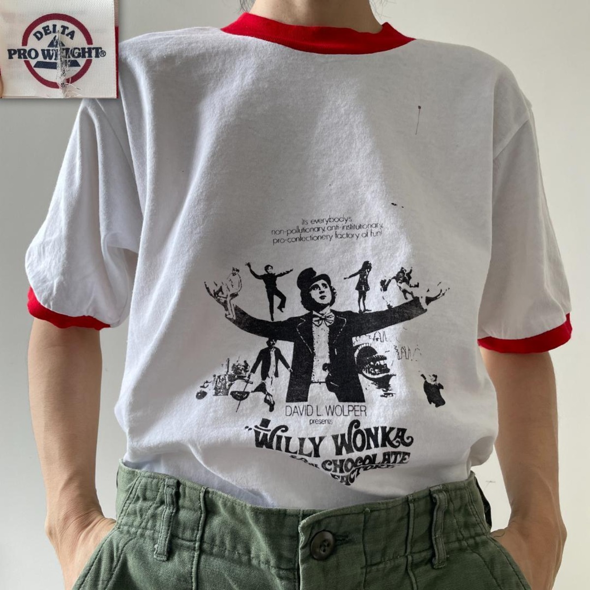 tGG241 00s ウィリーウォンカ チョコレート工場 Tシャツ リンガーT 