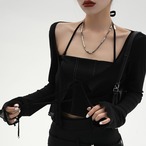 sheer ribbon layered tops / l0360