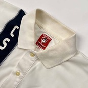 CAPTAIN SANTA キャプテンサンタ GOLF CLUB ライン入り メッシュ 半袖 ポロシャツ サイズ L /ホワイト×ネイビー/ゴルフ