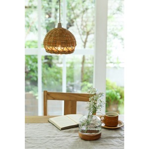 Rotund rattan shade led lamp