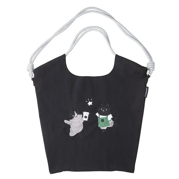 台湾スターバックス】黒猫刺繍ナイロン2WAYバッグ | 台湾雑貨商店