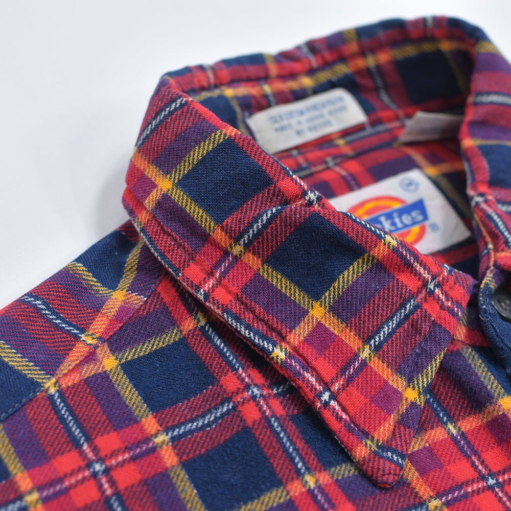 80～90s Dickies ディッキーズ チェック柄 プリントネルシャツ