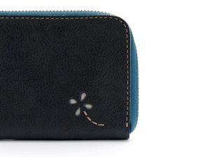 かばん屋さんのL型ファスナーミニ財布（ネイビー）本革 オシャレ レディース