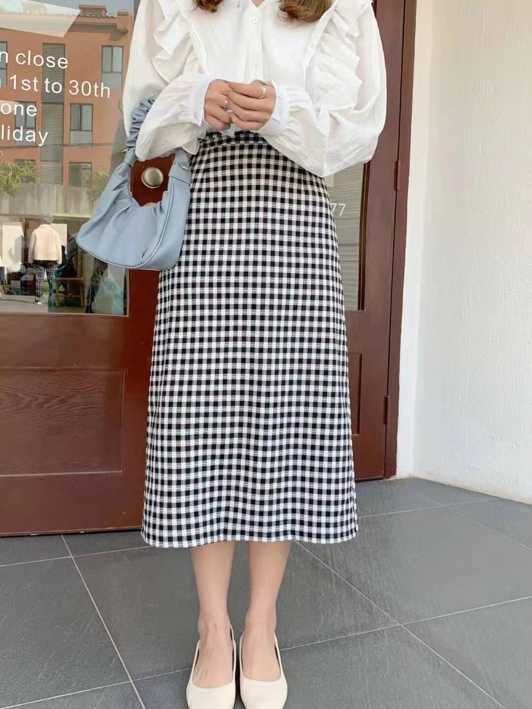 ブロックチェック　タイトスカート　AJ11352-5803