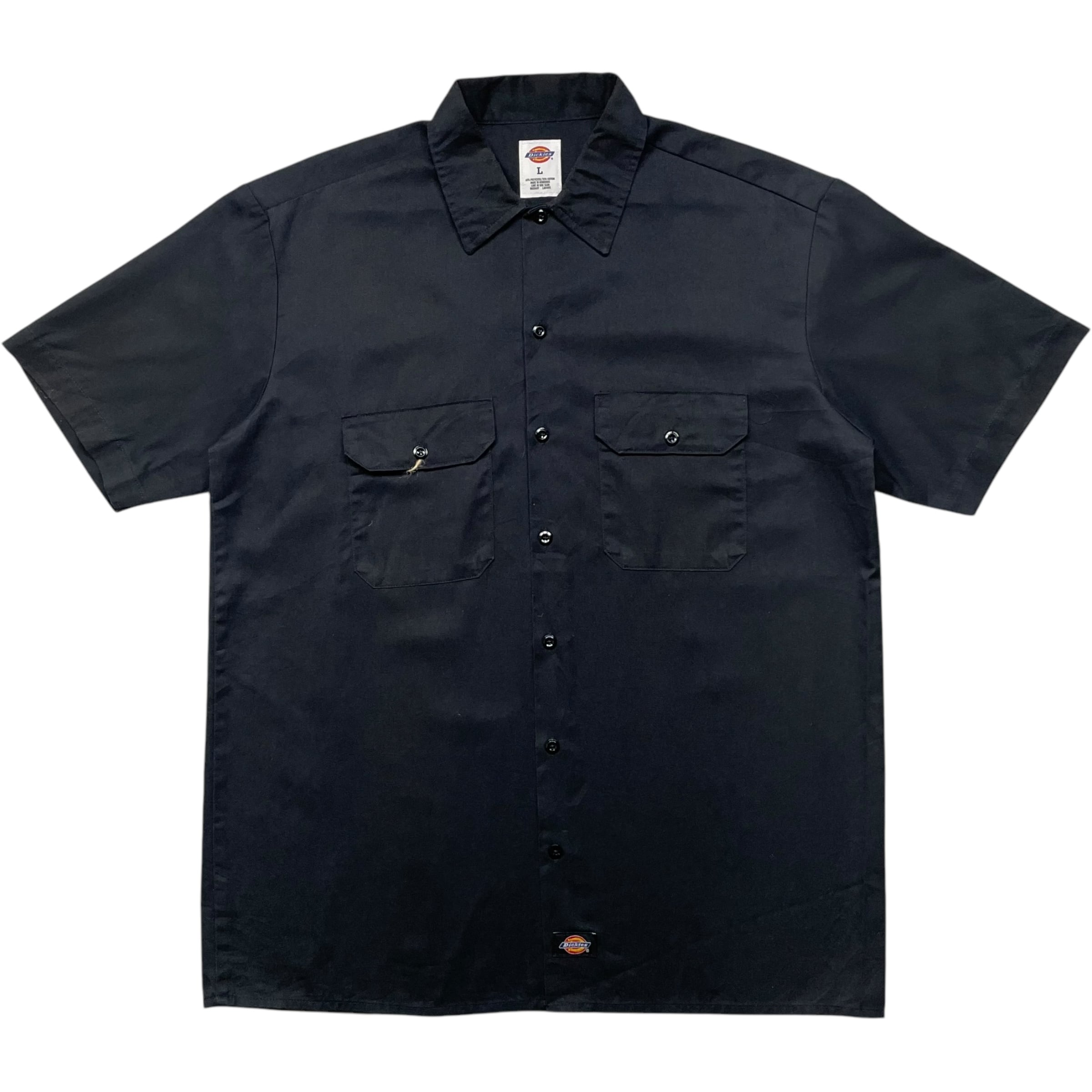 《L》 Dickies ディッキーズ ワークシャツ 半袖シャツ ブラック no.6551