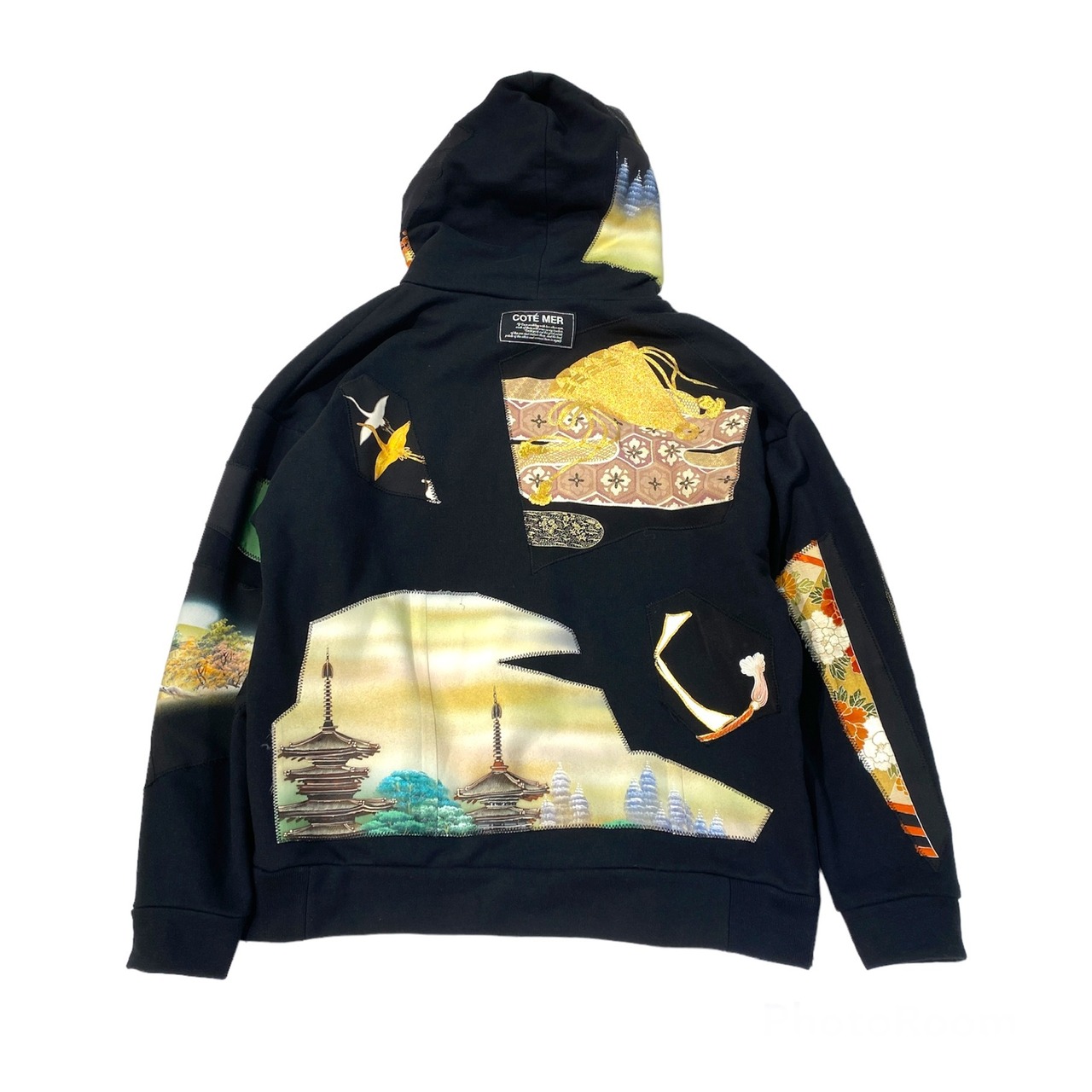 【hoodi45】 Remake Hoodie black × kimono