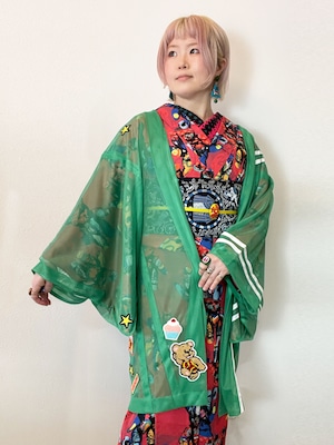 グリーンメッシュ・ツーライン単衣羽織