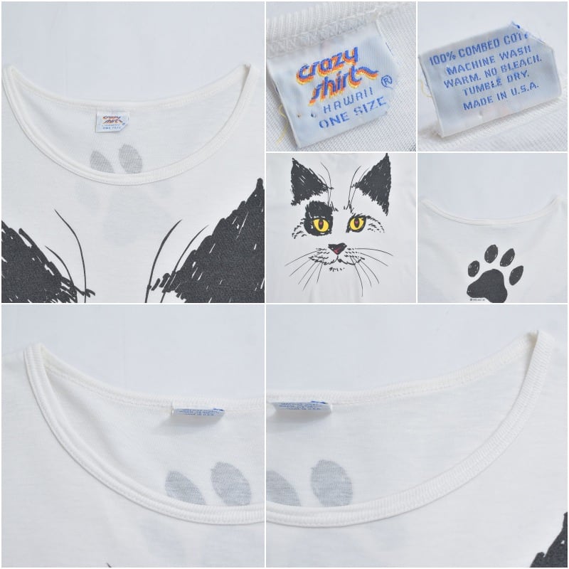 90s USA製 crazy shirts クレイジーシャツ キャットフェイス ネコ 猫