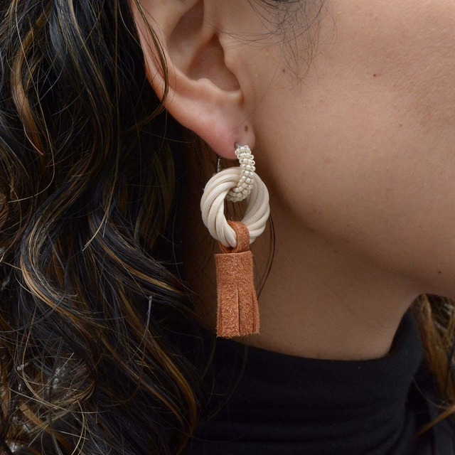 MSNOM 2way スエードフリンジ イヤリング