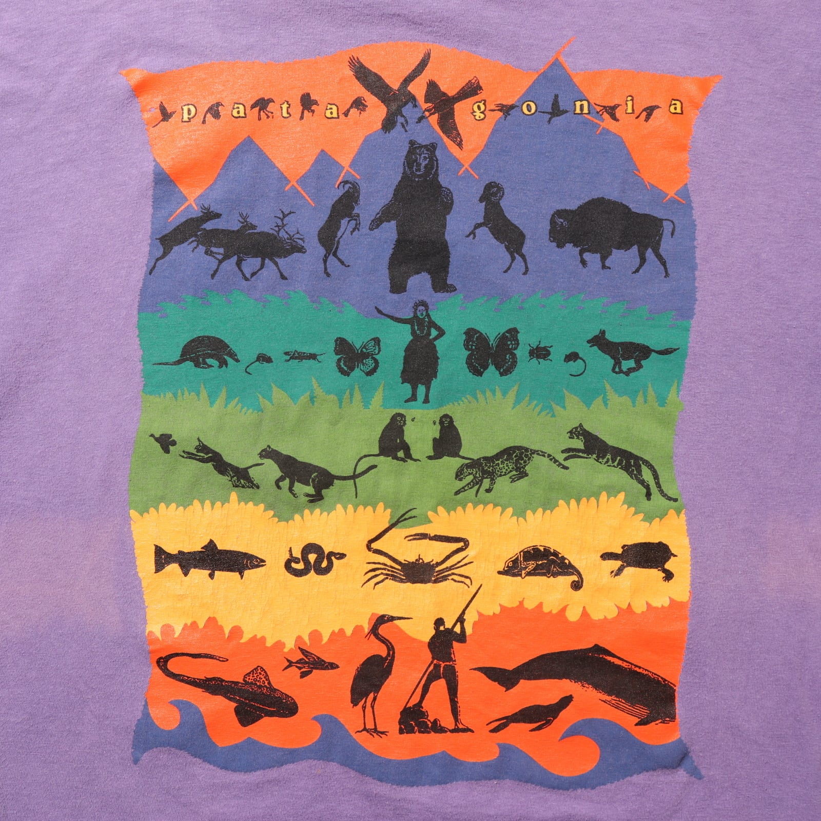 L 絶滅危惧種 90s patagonia Tシャツ パタゴニア 米国製 紫 パープル