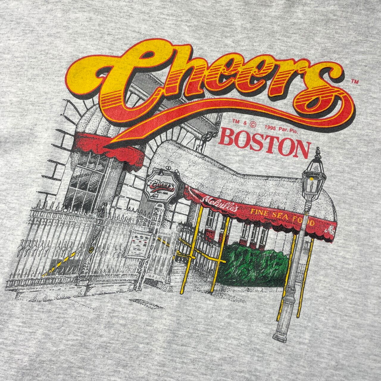 90年代 CHEERS BOSTON 企業ロゴ アドバタイジング アート プリントTシャツ メンズL 古着 90s ヴィンテージ ビンテージ  シングルステッチ 霜降り ライトグレー 灰色【Tシャツ】【FSS2308-50a】 | cave 古着屋【公式】古着通販サイト