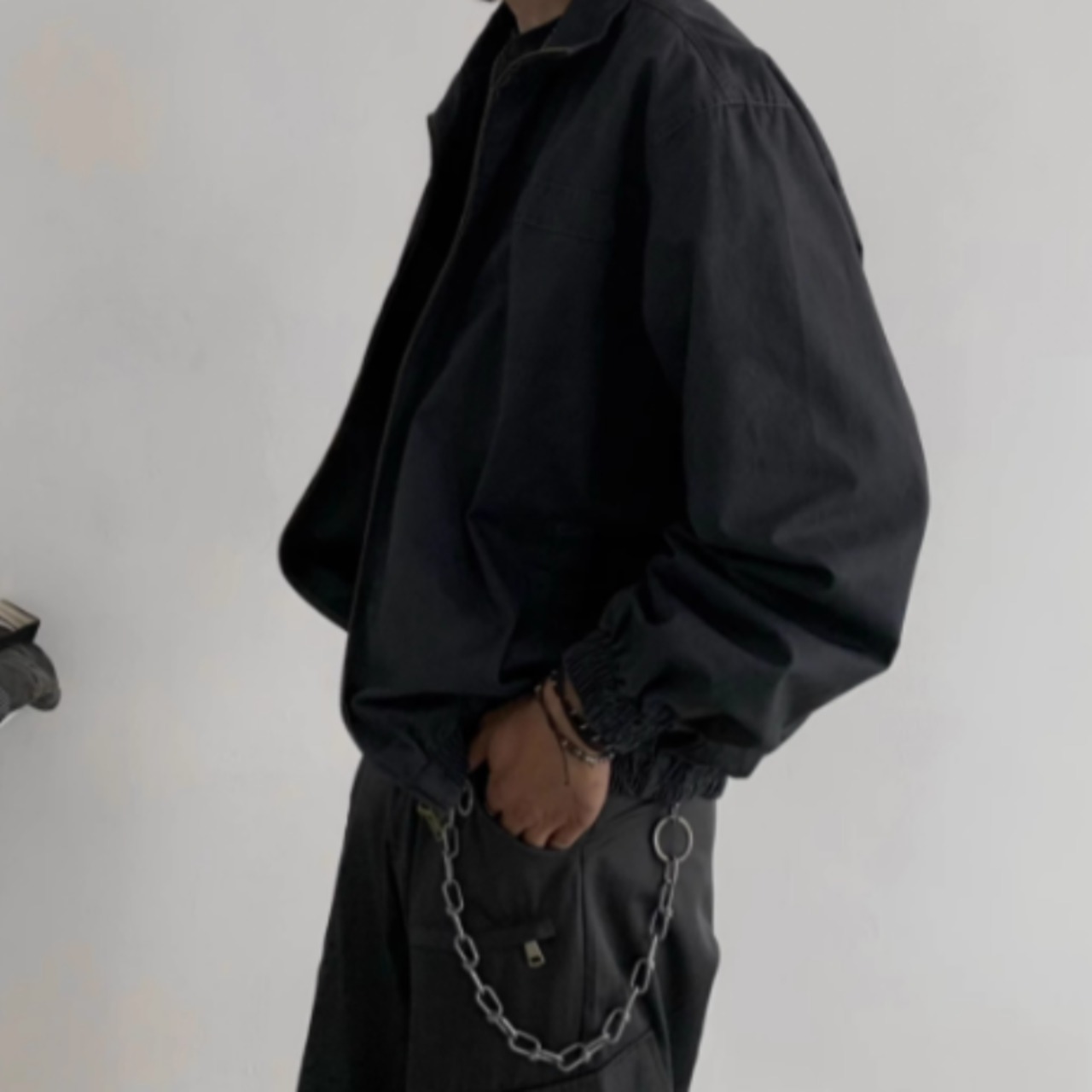 ジップワークシンプルブルゾン　0891