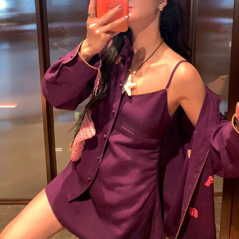 【SET UP可】Strappy camisole mini dress 00392