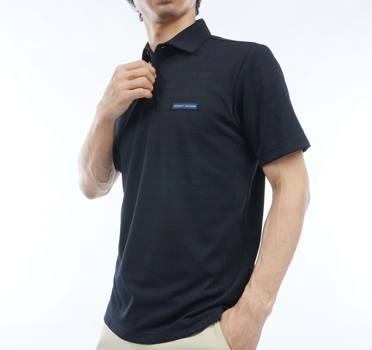 【TOMMY HILFIGER GOLF】凹凸ロゴジャガード 半袖ポロシャツ
