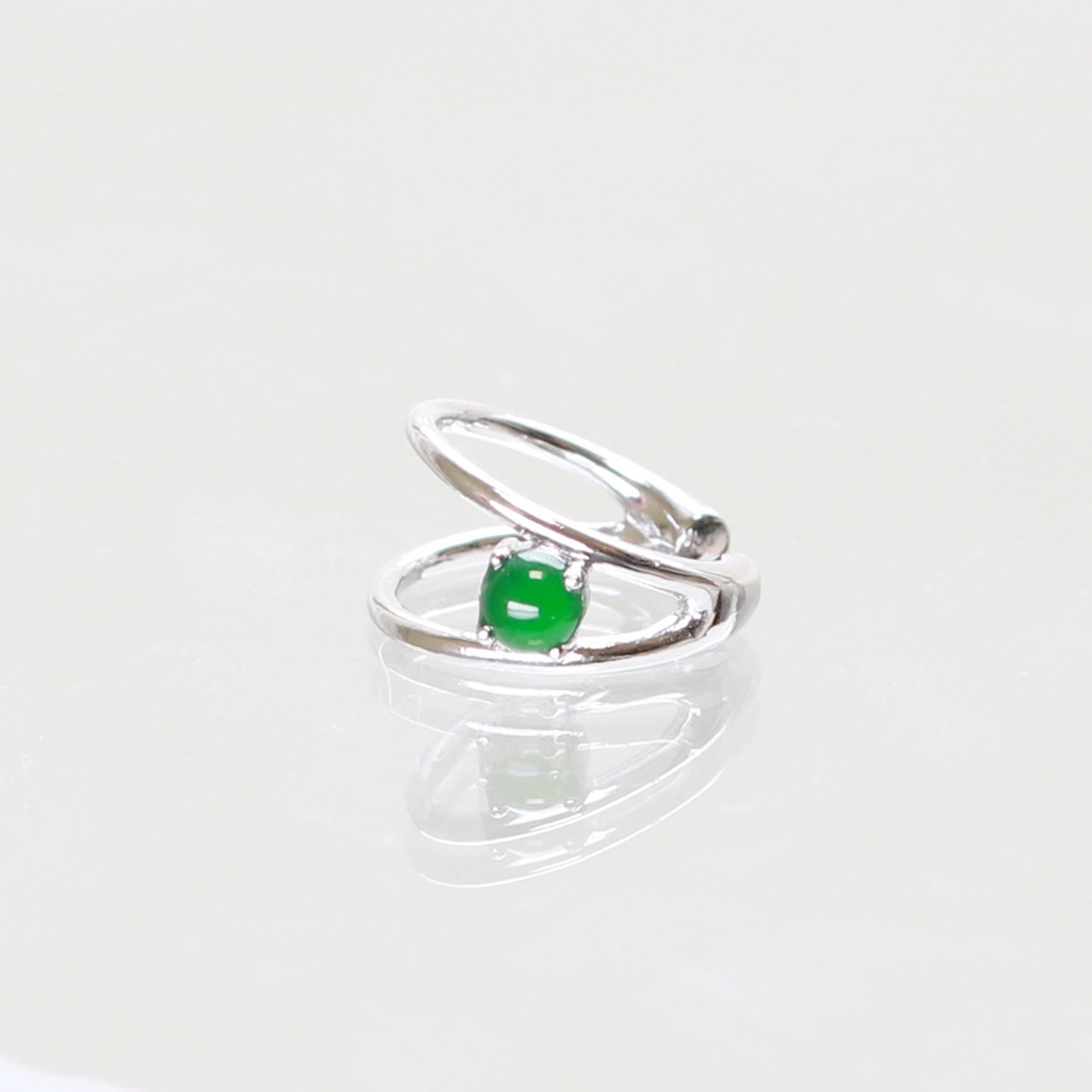 スタイリッシュ翡翠イヤーカフ SV Jadeite ear cuff A貨翡翠 jd_mm1162