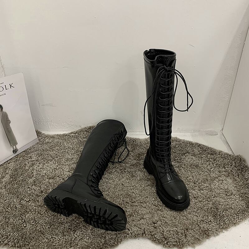 ブーツスタイルレッドカジュアルロング 靴 シューズ ラウンドトー フェイクシューズ47065713426