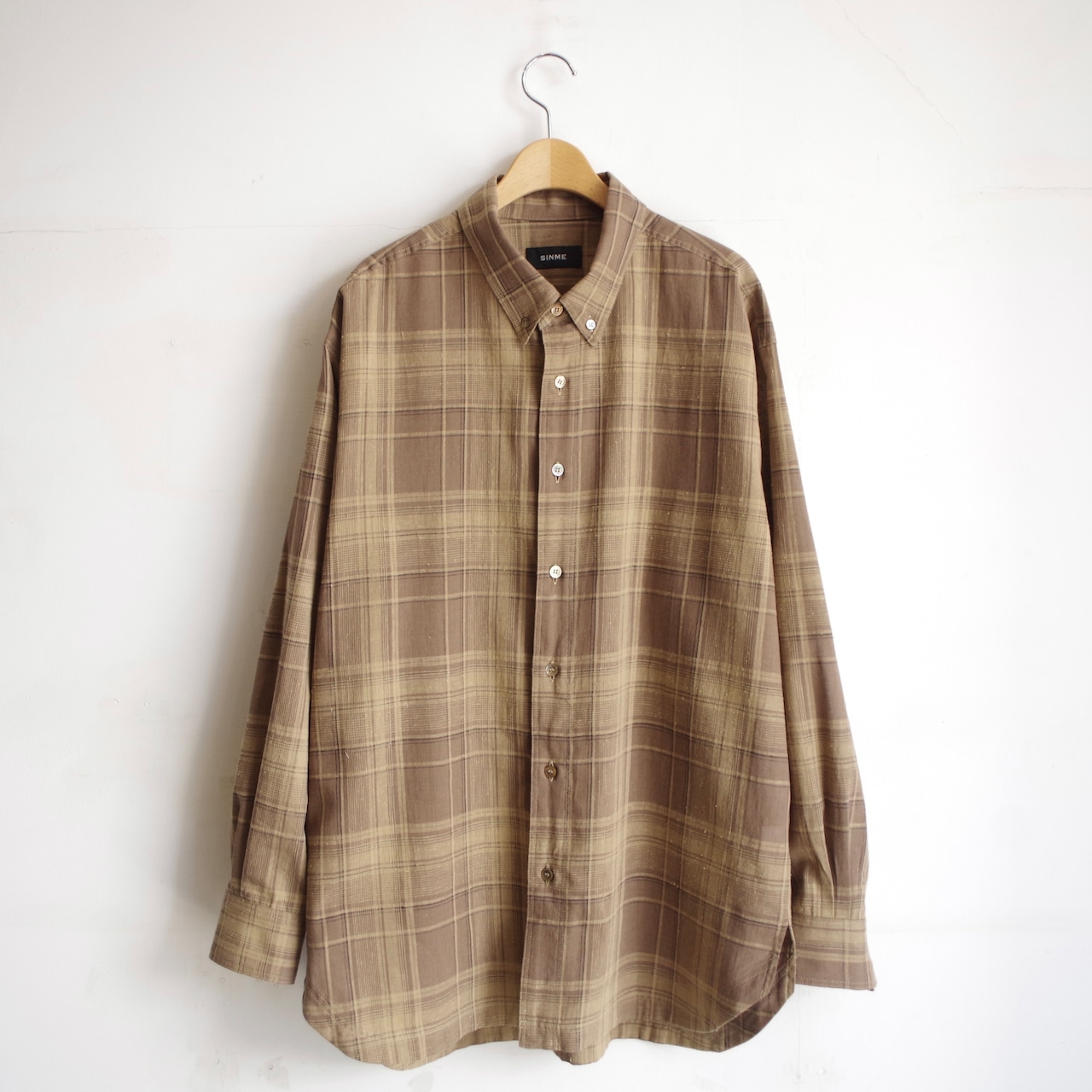 SINME リネンチェックオーバーサイズシャツ