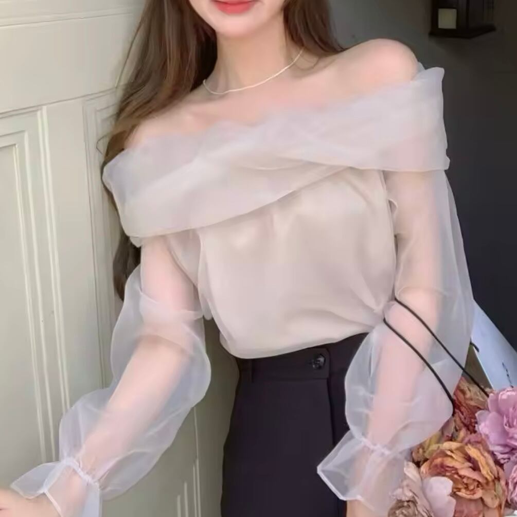 シフォンオフショルブラウス