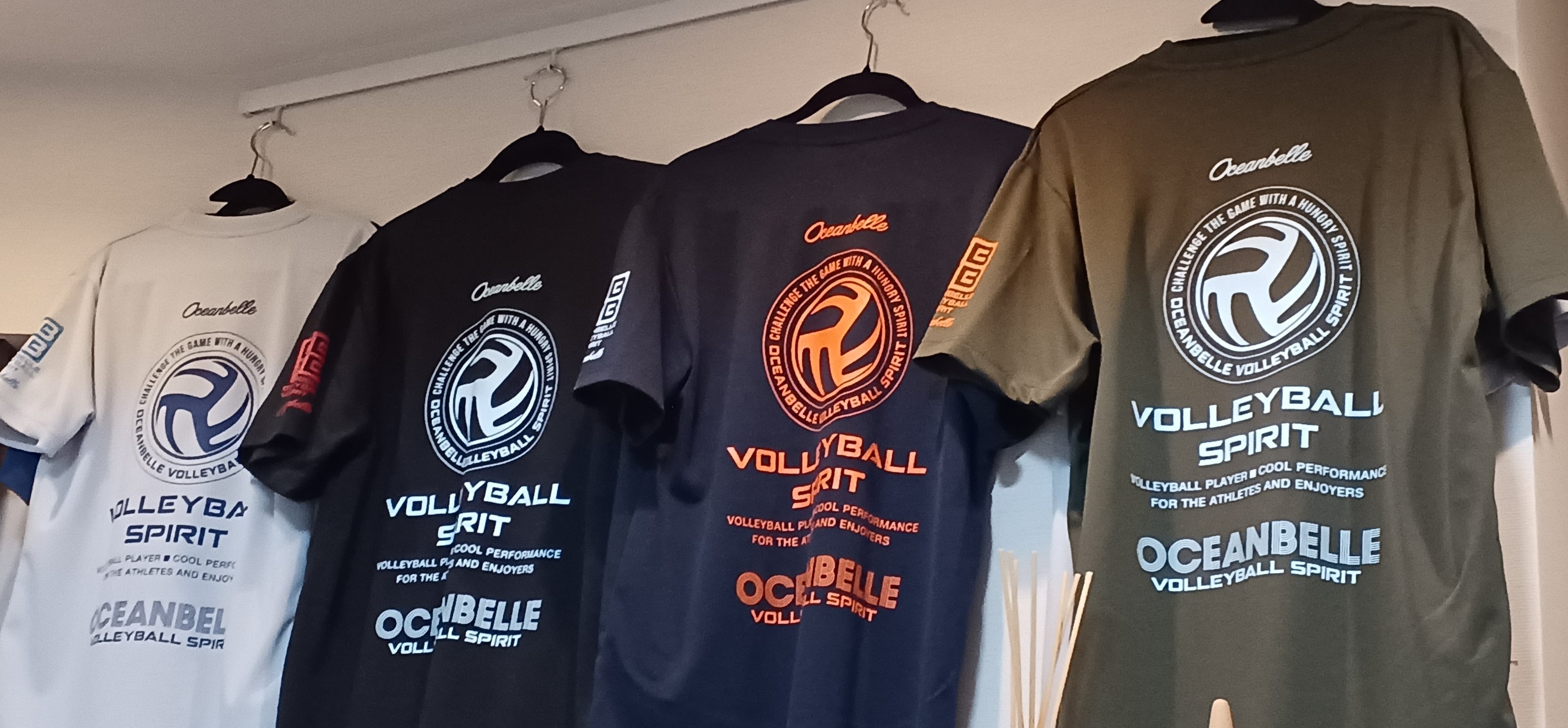 ドライTシャツ VolleyBall SPIRIT by OCEANBELLE（ネイビー×オレンジ