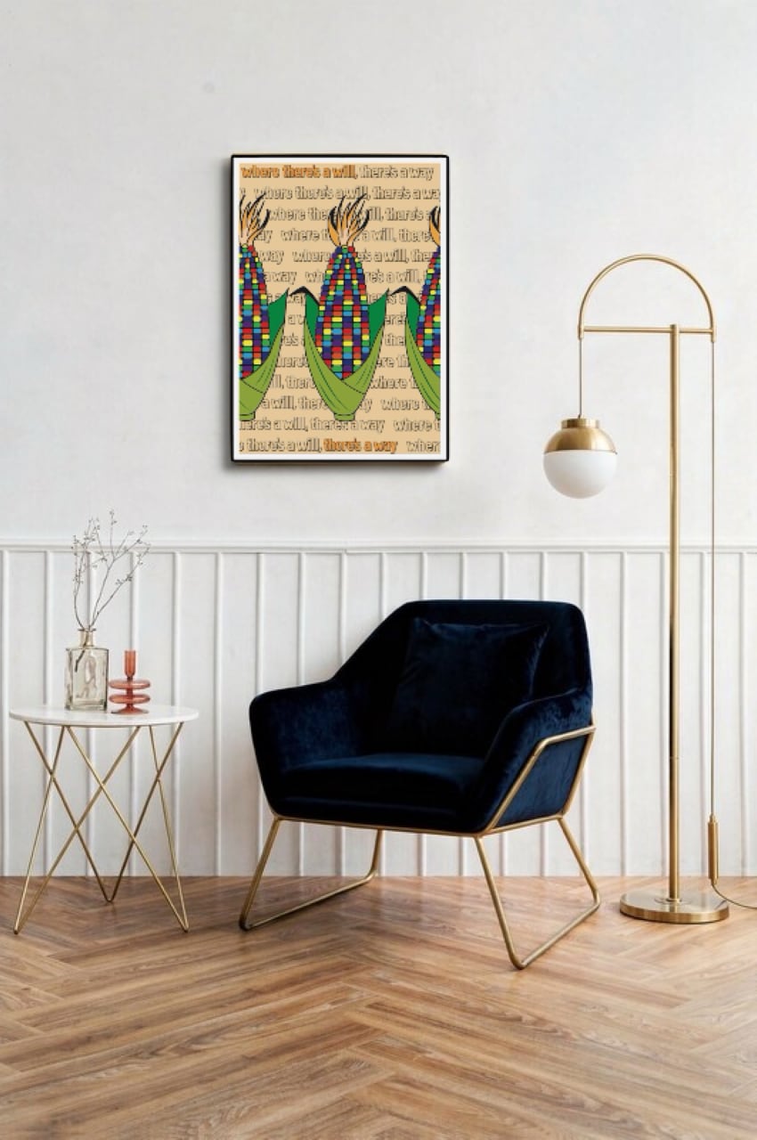 DHD(M)011【フレーム付きインテリアポスターA2　とうもろこしⅠ】