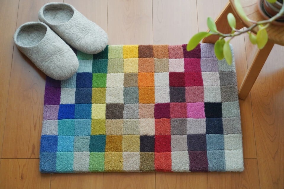 96COLOR-BLOCK_ SMALL RUG_スモールラグ_ウールラグ_手織り