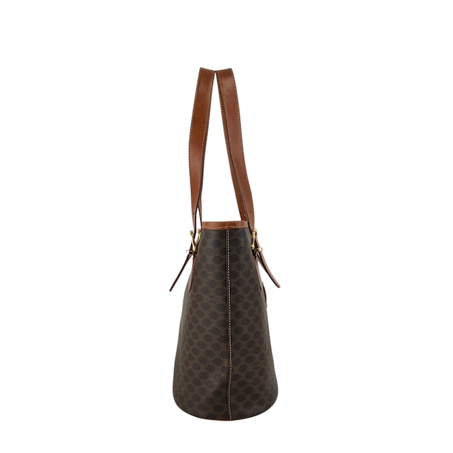 CELINE セリーヌ マカダム ハンドバッグ ブラウン ブラゾン型押し PVC トートバッグ vintage ヴィンテージ オールド bz34wg