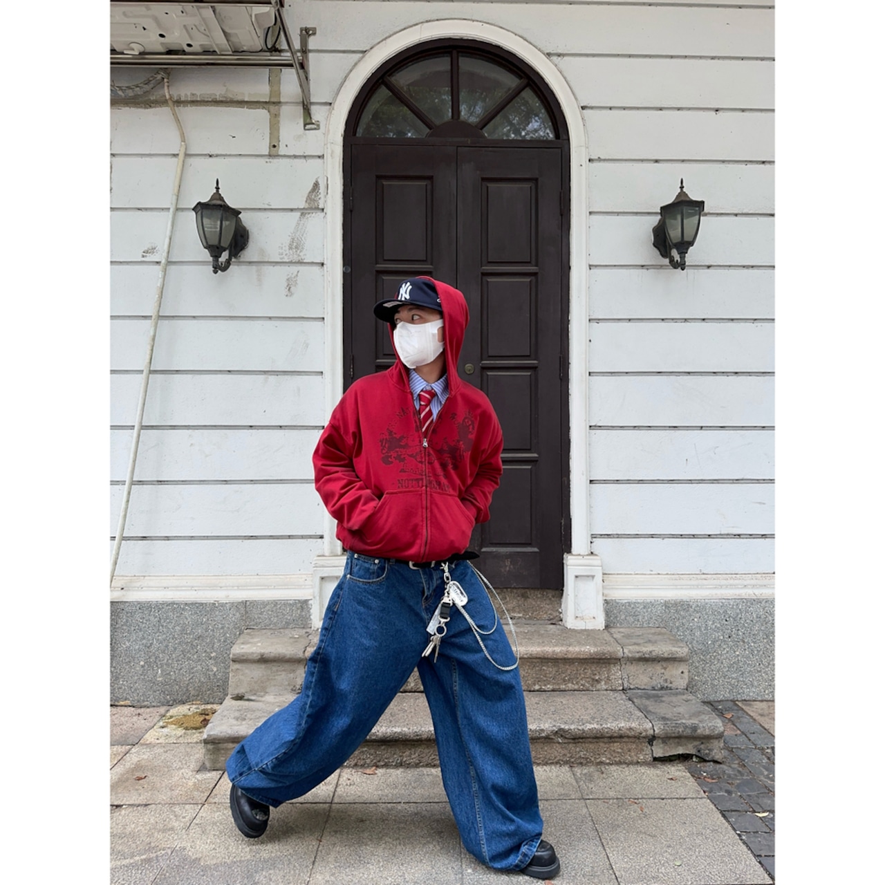 VINTAGE ストリート スプレー加工 ジップパーカー T1863