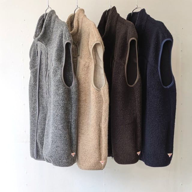 ラスト1点】melple ウールパイルベスト Marced Wool Vest （Beige