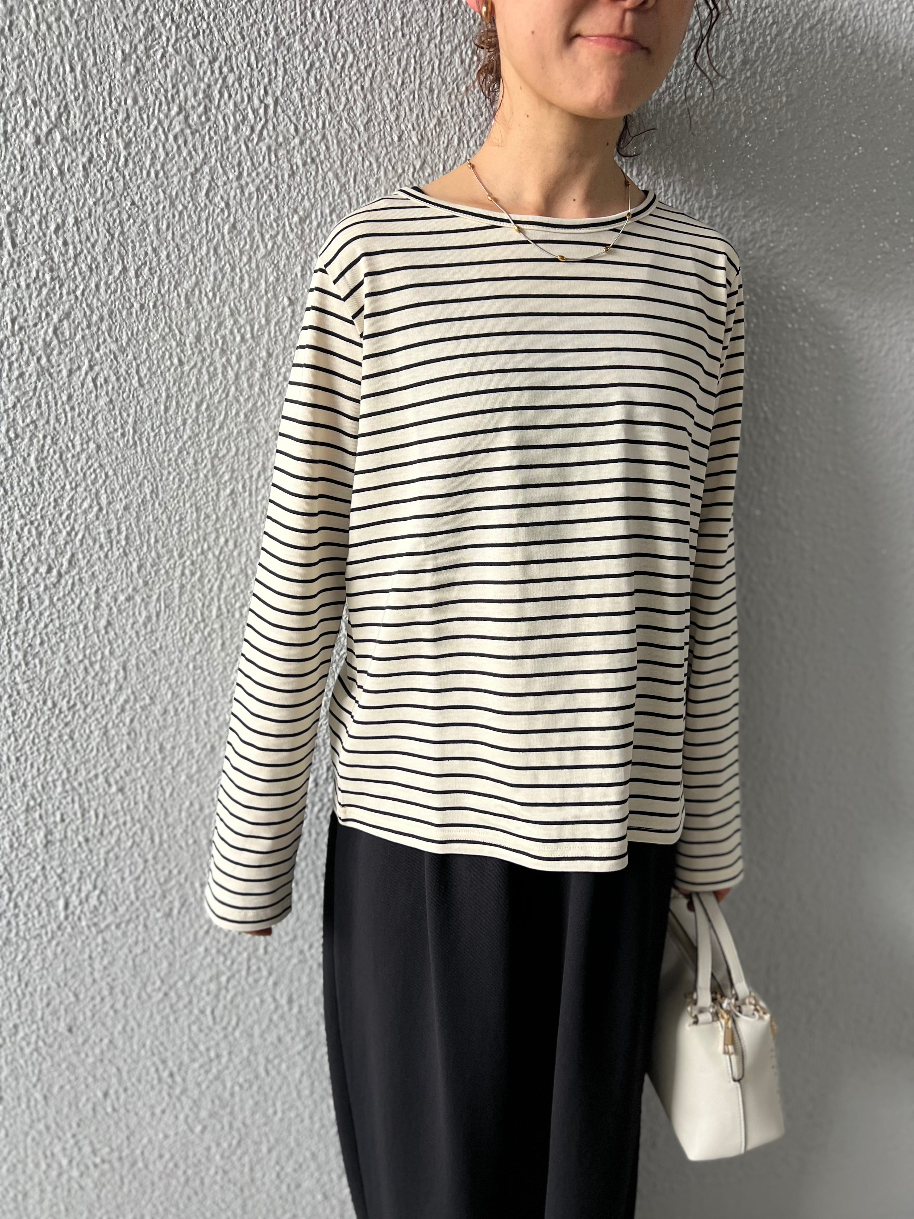 【SELECT】ボーダー天竺クルーネックプルオーバー