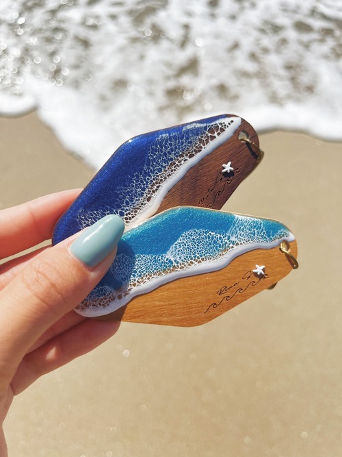 Wood×wave resin motel key(sea)