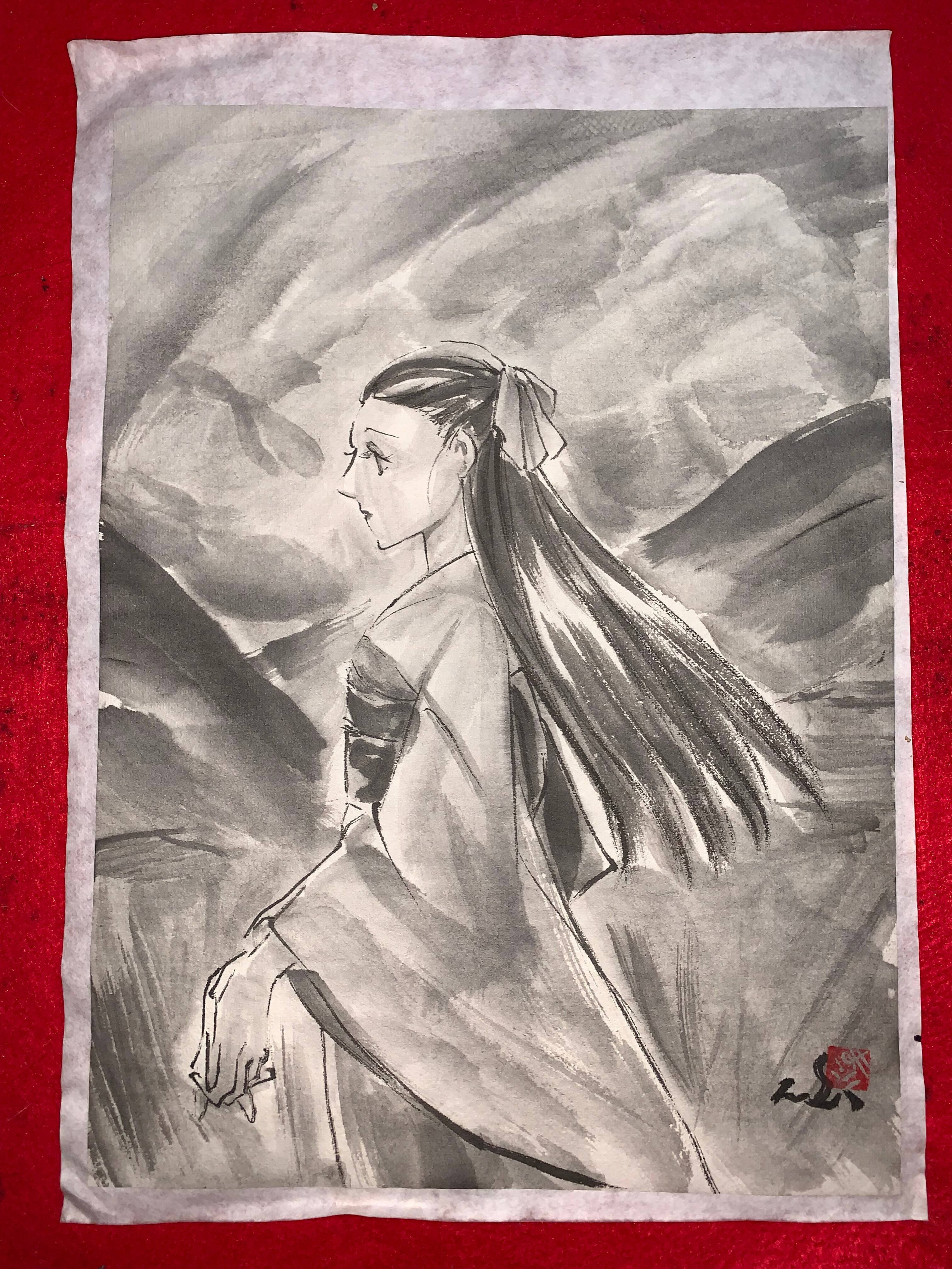 美人画 肉筆画 墨絵 水墨画 原画 現品限り | まさい屋