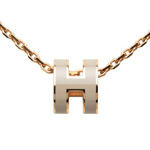エルメス ミニポップアッシュH ネックレス ゴールド ベージュ メッキ レディース HERMES 【中古】
